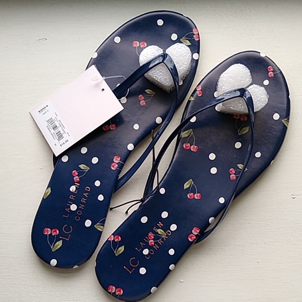 Lauren Conrad Cherry Polka Dot Flip Flops